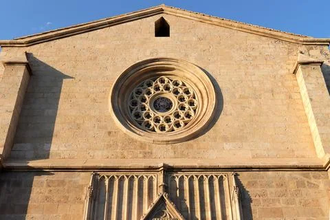 Rose Window of the Main Faade of Los Franciscanos Church in Teruel, Spain Stock Photos
