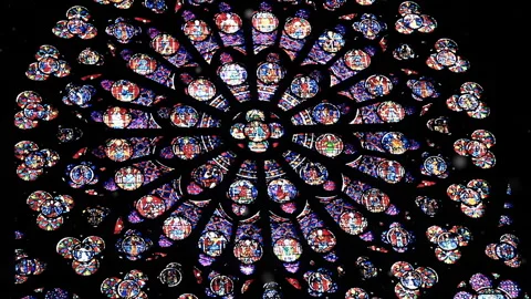 Rose Window at Notre-Dame de Paris Cathedral Months Before the 2019 Fire. 4K. Stock Footage 275456502