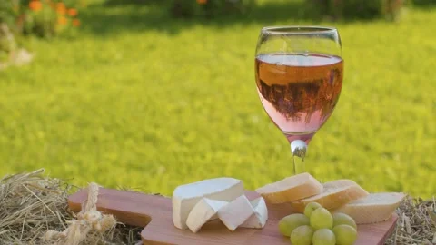 Rose wine and snack Stock Footage 139651438