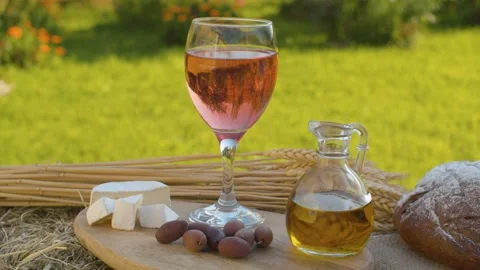 Rose wine and snack Stock Footage 139652001