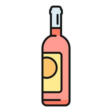 Rose wine bottle beverage flat icon illustration Stock Illustration