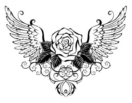 Rose with wings Stock Illustration