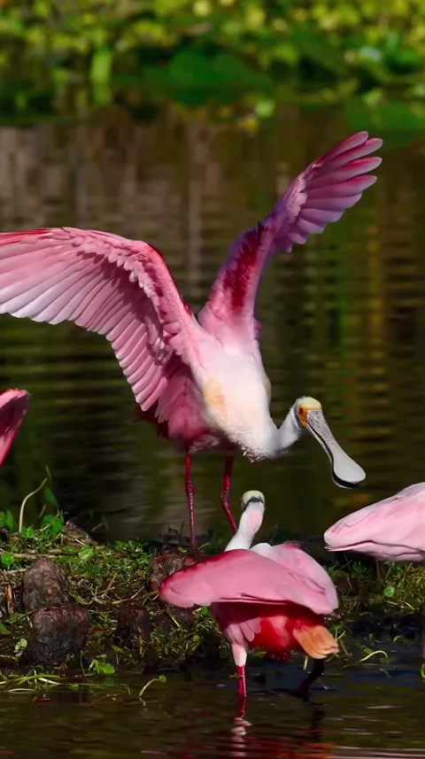 Roseate Spoonbill in the wild Stock Footage 328980219