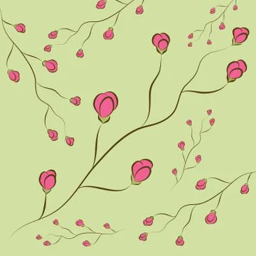 Rosebud vine design element Stock Illustration