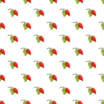 Rosehip abstract seamless pattern with green leaves Stock Illustration