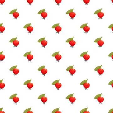 Rosehip fruit and leaf seamless pattern background 스톡 일러스트