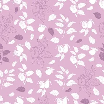 Rosehip seamless pattern branch briar with fruit on pink background. Vector.. Stock Illustration