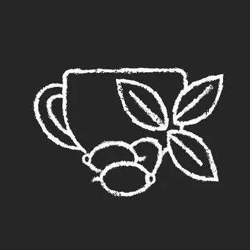 Rosehip tea chalk white icon on dark background Stock Illustration