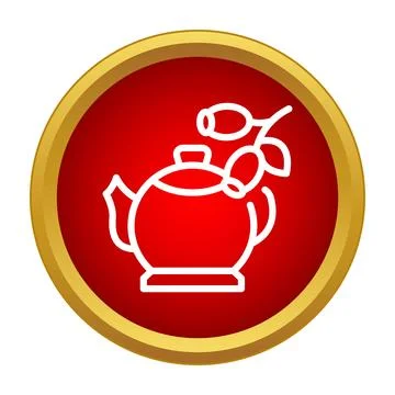 Rosehip tea concept brewing in a teapot icon Illustrazione stock
