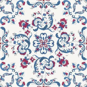Rosemaling vector pattern 34 Rosemaling tile, traditional Norwegian decora... Stock Photos