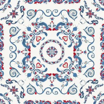 Rosemaling vector pattern 35 Rosemaling tile, traditional Norwegian decora... Stock Photos