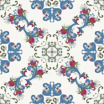 Rosemaling vector pattern Stock Illustration