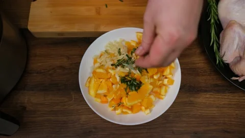 Rosemary added to fruit Video stock 190325134