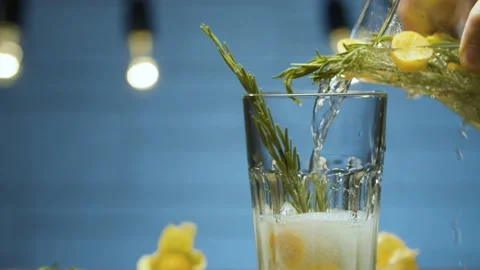 Rosemary and physalis lemonade Stock Footage 143095507