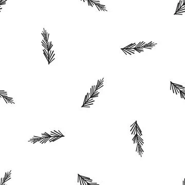 Rosemary spice pattern seamless black Stock Illustration