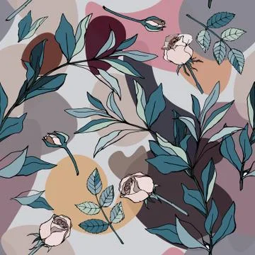 Rose.pattern.green Stock Illustration