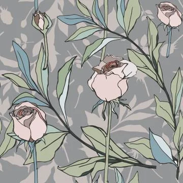 Rose.pattern.green Stock Illustration