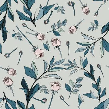 Rose.pattern.green Stock Illustration