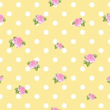 Roses and dots, easter, birthday celebration pattern Stock Illustration