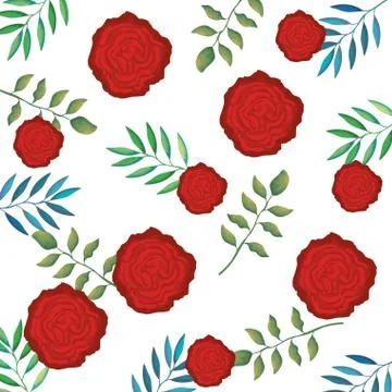Roses and leafs garden pattern background 스톡 일러스트