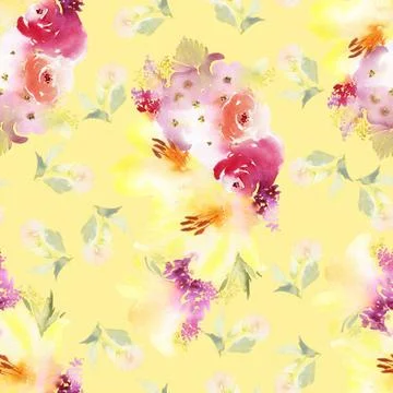 Roses and lilies seamless pattern. Stock Illustration