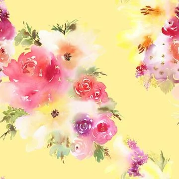 Roses and lilies seamless pattern. Stock Illustration