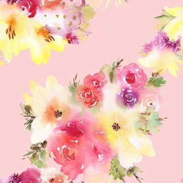 Roses and lilies seamless pattern. Stock Illustration