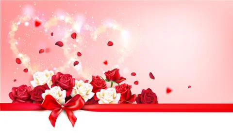 Roses and ribbon Stock Illustration