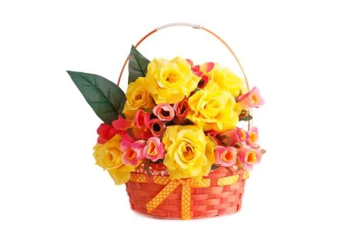 Roses in basket Stock Photos