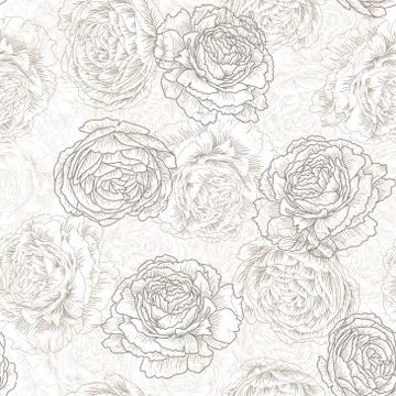 Roses. Beige floral seamless pattern, vector illustration Stock Illustration