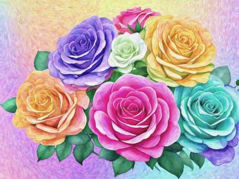 Roses Bouquet Stock Illustration