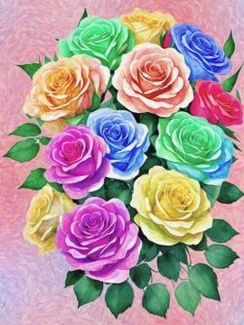 Roses Bouquet Stock Illustration