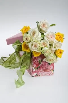 Roses In The Box Stock Photos