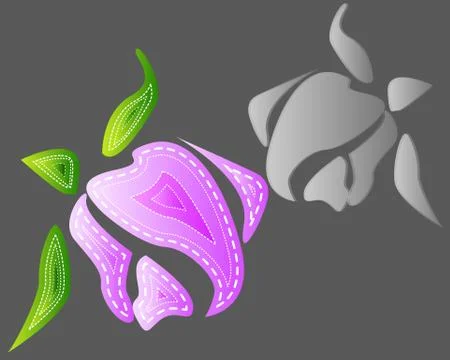 Roses, elements of design with the effect of volume. Bud, flower, leaves draw Stock Illustration