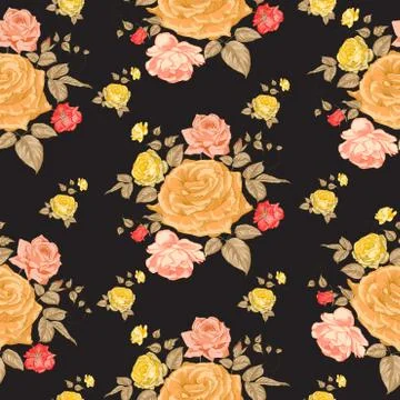 Roses, floral background, seamless pattern. Stock Illustration