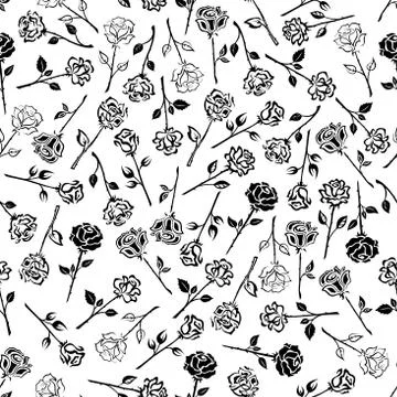Roses floral seamless pattern background Stock Illustration