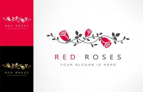 Roses flowers logo vector design Stock Illustration