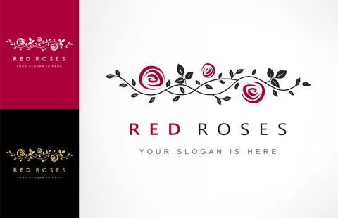 Roses flowers logo vector design Stock Illustration