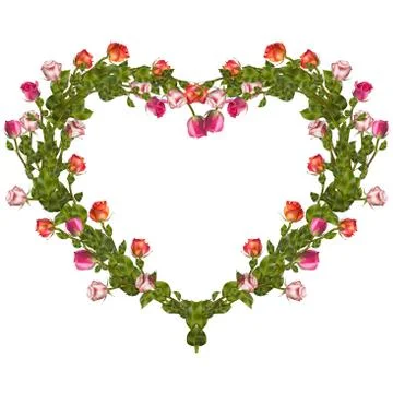Roses frame in the shape of heart. EPS 10 Illustrazione stock
