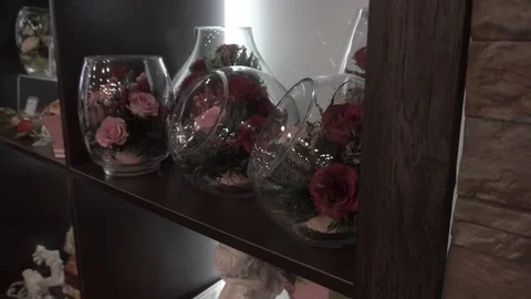 Roses in a glass vessel Stock Footage 106572834