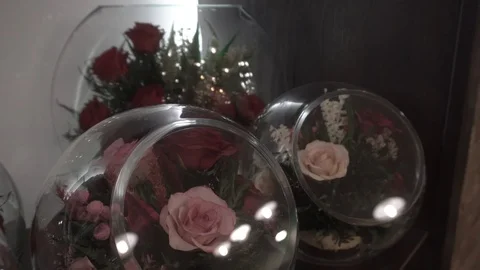 Roses in a glass vessel Stock Footage 106572853