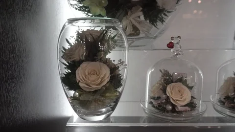 Roses in a glass vessel Stock Footage 106576237