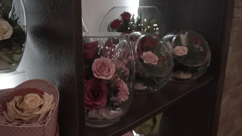 Roses in a glass vessel Stock Footage 106576244