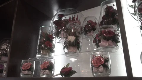 Roses in a glass vessel Stock Footage 106576287