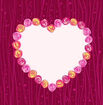 Roses heart frame Stock Illustration