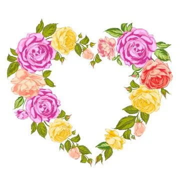 Roses heart frame. Stock Illustration
