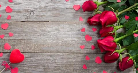 Roses on the old table Stock Photos