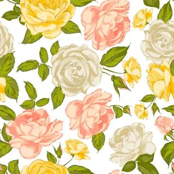Roses seamless background. Stock Illustration