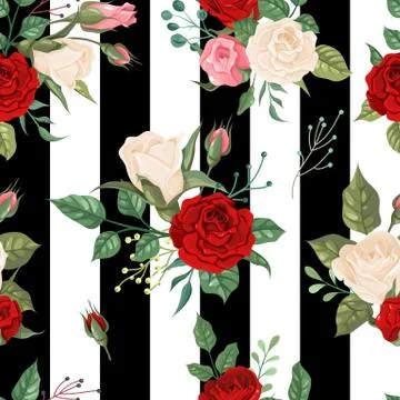 Roses seamless pattern. Background floral decor for invitation cards, wedding Stock Illustration