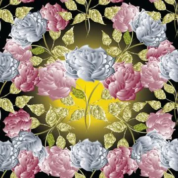 Roses seamless pattern. Floral vector background. Stock Illustration